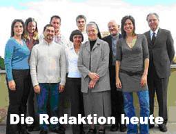 Die deutschsprachige Redaktion (von links): Birgit Pottler, Bettina Gabbe, Mario Galgano, Stephan v. Kempis, Gudrun Sailer,                        P. Max Capppabianca, Sr. Hilliganda Rensing, P. Eberhard von Gemmingen, Silke Schmitt, Aldo Parmeggiani